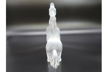 フランス　LALIQUE(ラリック)　クリスタル　跳ね馬　置物(箱なし、ガラス製、オブジェ、インテリア)(R-062828)