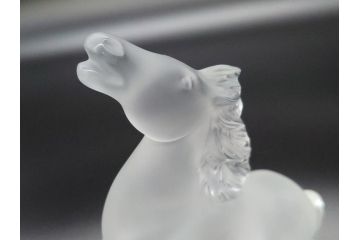 フランス　LALIQUE(ラリック)　クリスタル　跳ね馬　置物(箱なし、ガラス製、オブジェ、インテリア)(R-062828)