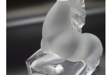 フランス　LALIQUE(ラリック)　クリスタル　跳ね馬　置物(箱なし、ガラス製、オブジェ、インテリア)(R-062828)