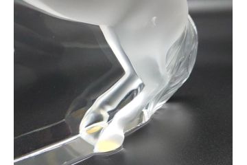 フランス　LALIQUE(ラリック)　クリスタル　跳ね馬　置物(箱なし、ガラス製、オブジェ、インテリア)(R-062828)