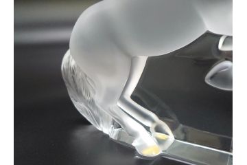 フランス　LALIQUE(ラリック)　クリスタル　跳ね馬　置物(箱なし、ガラス製、オブジェ、インテリア)(R-062828)