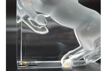 フランス　LALIQUE(ラリック)　クリスタル　跳ね馬　置物(箱なし、ガラス製、オブジェ、インテリア)(R-062828)