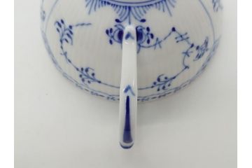 デンマーク　ROYAL COPENHAGEN(ロイヤルコペンハーゲン)　ブルーフルーテッド　ハーフレース　ティーカップ&ソーサー3客セット(洋食器、C&S)(R-062829)