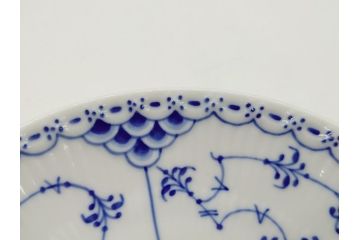 デンマーク　ROYAL COPENHAGEN(ロイヤルコペンハーゲン)　ブルーフルーテッド　ハーフレース　ティーカップ&ソーサー3客セット(洋食器、C&S)(R-062829)