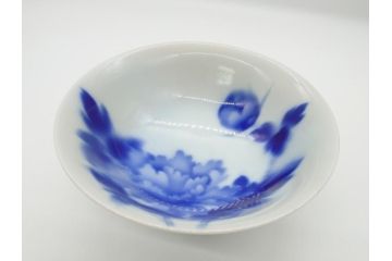 昭和初期　深川製磁　オールド深川　染付　花文　7寸　約21cm　深鉢(和食器、和皿、深皿、七寸)(R-062830)