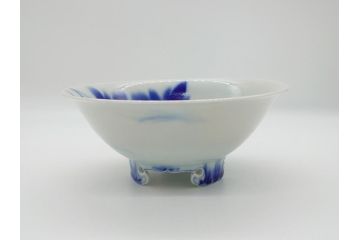 昭和初期　深川製磁　オールド深川　染付　花文　7寸　約21cm　深鉢(和食器、和皿、深皿、七寸)(R-062830)