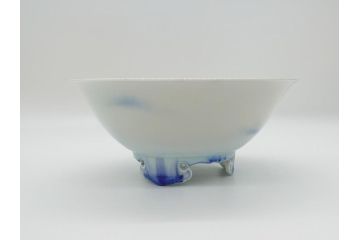 昭和初期　深川製磁　オールド深川　染付　花文　7寸　約21cm　深鉢(和食器、和皿、深皿、七寸)(R-062830)