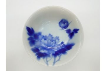 昭和初期　深川製磁　オールド深川　染付　花文　7寸　約21cm　深鉢(和食器、和皿、深皿、七寸)(R-062830)