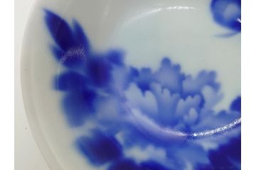昭和初期　深川製磁　オールド深川　染付　花文　7寸　約21cm　深鉢(和食器、和皿、深皿、七寸)(R-062830)