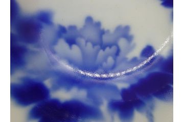 昭和初期　深川製磁　オールド深川　染付　花文　7寸　約21cm　深鉢(和食器、和皿、深皿、七寸)(R-062830)