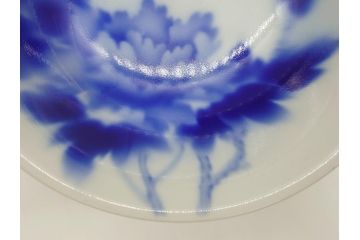 昭和初期　深川製磁　オールド深川　染付　花文　7寸　約21cm　深鉢(和食器、和皿、深皿、七寸)(R-062830)