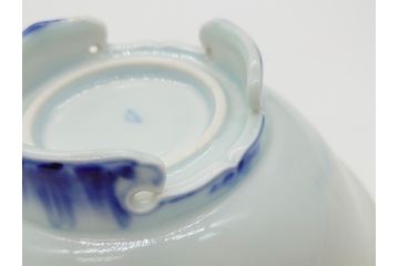 昭和初期　深川製磁　オールド深川　染付　花文　7寸　約21cm　深鉢(和食器、和皿、深皿、七寸)(R-062830)