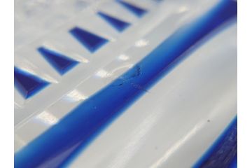 昭和初期　9寸　約27cm　青被せ切子ガラス皿(九寸、大皿、和食器)(R-062831)