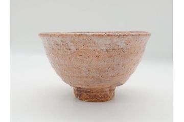 萩焼　指月窯　波多野善蔵　彩雲　茶碗(而妙斎書付、共箱付き、茶器、茶道具、和食器)(R-062833)