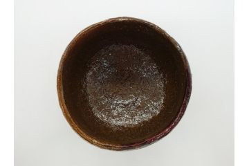  	九代　大樋長左衛門　飴釉　秋夕　茶碗(共箱付き、茶器、茶道具、和食器)(R-062834)