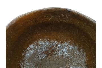  	九代　大樋長左衛門　飴釉　秋夕　茶碗(共箱付き、茶器、茶道具、和食器)(R-062834)