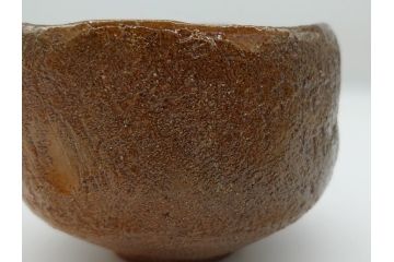  	九代　大樋長左衛門　飴釉　秋夕　茶碗(共箱付き、茶器、茶道具、和食器)(R-062834)