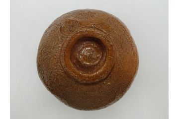  	九代　大樋長左衛門　飴釉　秋夕　茶碗(共箱付き、茶器、茶道具、和食器)(R-062834)