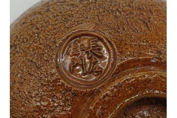  	九代　大樋長左衛門　飴釉　秋夕　茶碗(共箱付き、茶器、茶道具、和食器)(R-062834)