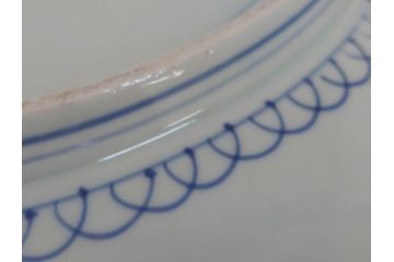 江戸期　古伊万里　染付　山水図　花唐草文　1尺7寸　約52cm　大皿(一尺七寸、和食器、和皿)(R-062835)