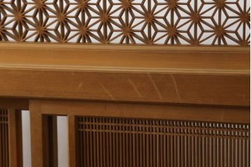 和製アンティーク　国産家具　高級品　上質な和の空間づくりにオススメな組子入り衝立て(組子パーテーション、つい立て、仕切り、組子家具)(R-062837)