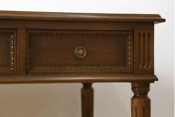 中古　イギリス高級輸入家具　洗練された佇まいが美しいレザートップデスク(机、平机、ワークデスク、在宅用、在宅ワーク)(定価約60万円)(R-062846)