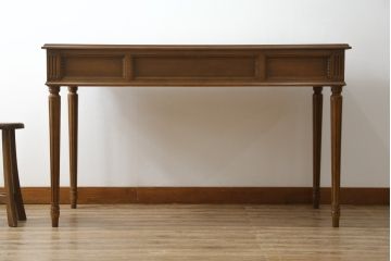中古　イギリス高級輸入家具　洗練された佇まいが美しいレザートップデスク(机、平机、ワークデスク、在宅用、在宅ワーク)(定価約60万円)(R-062846)
