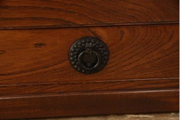中古　岩谷堂箪笥　NO.56　欅(ケヤキ)材　テーブル収納付き!!力強く波打つ杢目が美しい長火鉢(木製火鉢、囲炉裏テーブル、ローテーブル、座卓)(定価約45万円)(R-062850)