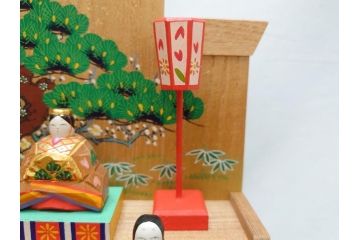 奈良　南都　川口神泉　木彫　金彩　極彩色　五段　十五人揃　一刀彫雛人形(共箱付き、木製、雛壇、ひな人形、段飾、コンパクト)(R-062853)