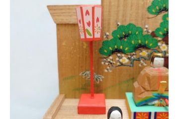 奈良　南都　川口神泉　木彫　金彩　極彩色　五段　十五人揃　一刀彫雛人形(共箱付き、木製、雛壇、ひな人形、段飾、コンパクト)(R-062853)