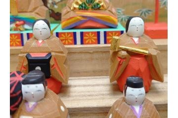 奈良　南都　川口神泉　木彫　金彩　極彩色　五段　十五人揃　一刀彫雛人形(共箱付き、木製、雛壇、ひな人形、段飾、コンパクト)(R-062853)