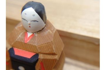 奈良　南都　川口神泉　木彫　金彩　極彩色　五段　十五人揃　一刀彫雛人形(共箱付き、木製、雛壇、ひな人形、段飾、コンパクト)(R-062853)