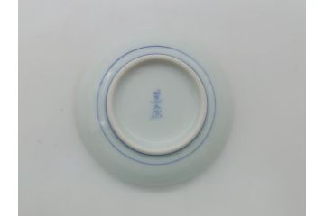 人間国宝　井上萬二　有田　染付　白磁　唐子遊戯文　香合(共箱付き、茶道具、仏具、小物入れ)(R-062854)
