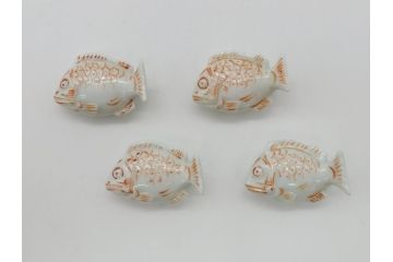 桃山宗山(沢田宗山)　色絵　鯛　箸置き4点セット(共箱付き、はし置き、和食器)(R-062855)