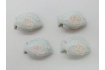 桃山宗山(沢田宗山)　色絵　鯛　箸置き4点セット(共箱付き、はし置き、和食器)(R-062855)