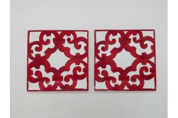 フランス　HERMES(エルメス)　ガダルキヴィール　スクエアプレート大小(各2枚)　4点セット　15cm　7cm(箱なし、洋食器、ペア)(R-062856)
