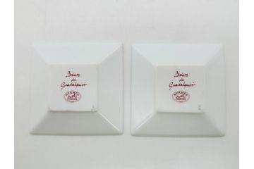 フランス　HERMES(エルメス)　ガダルキヴィール　スクエアプレート大小(各2枚)　4点セット　15cm　7cm(箱なし、洋食器、ペア)(R-062856)