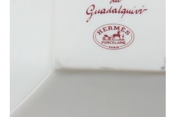 フランス　HERMES(エルメス)　ガダルキヴィール　スクエアプレート大小(各2枚)　4点セット　15cm　7cm(箱なし、洋食器、ペア)(R-062856)