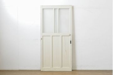 和製アンティーク　すりガラスが入ったおしゃれなガラス戸1枚(引き戸、建具)(R-062866)