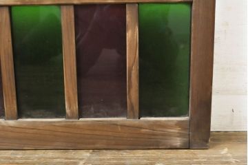アンティーク建具　大正ロマンの雰囲気を演出する色ガラス入りガラス窓2枚セット(ガラス戸、引き戸、建具)(R-062868)