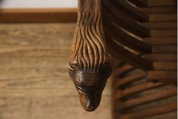 中古　イタリア輸入家具　美しい彫刻が目を引くサヴォナローラチェア(椅子、折りたたみイス)(R-062873)