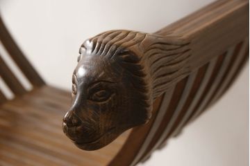 中古　イタリア輸入家具　美しい彫刻が目を引くサヴォナローラチェア(椅子、折りたたみイス)(R-062873)