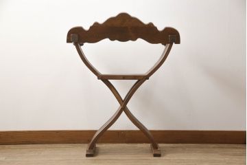 中古　イタリア輸入家具　美しい彫刻が目を引くサヴォナローラチェア(椅子、折りたたみイス)(R-062873)
