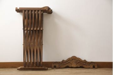 中古　イタリア輸入家具　美しい彫刻が目を引くサヴォナローラチェア(椅子、折りたたみイス)(R-062873)