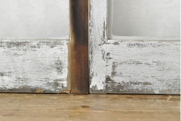 アンティーク建具　異なるガラスの質感が面白いガラス戸2枚セット(引き戸、建具)(R-062876)