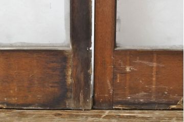 アンティーク建具　異なるガラスの質感が面白いガラス戸2枚セット(引き戸、建具)(R-062876)