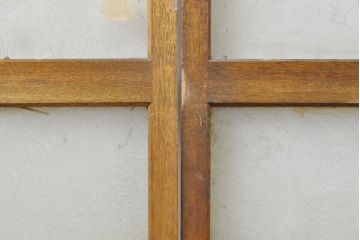 アンティーク建具　レトロな雰囲気漂うガラス戸2枚セット(引き戸、建具)(R-062877)