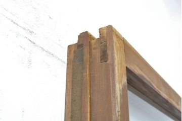 アンティーク建具　シンプルなデザインでお部屋に取り入れやすいガラス戸2枚セット(引き戸、建具)(R-062880)