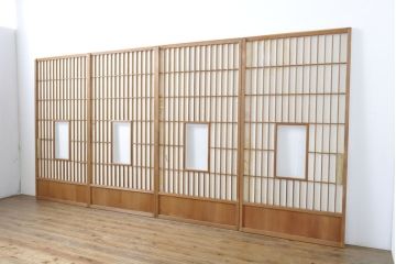 アンティーク建具　凛とした佇まいが気品溢れる障子戸4枚セット(引き戸、建具)(R-062881)