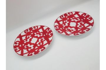フランス　HERMES(エルメス)　ガダルキヴィール　デザートプレート2枚セット(箱なし、洋食器、ペア)(R-062884)